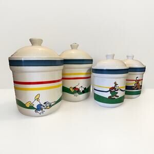 Vintage Disney Treasure Craft “Stars & Stripes” 4‑Piece Canister Set Mickey & Co